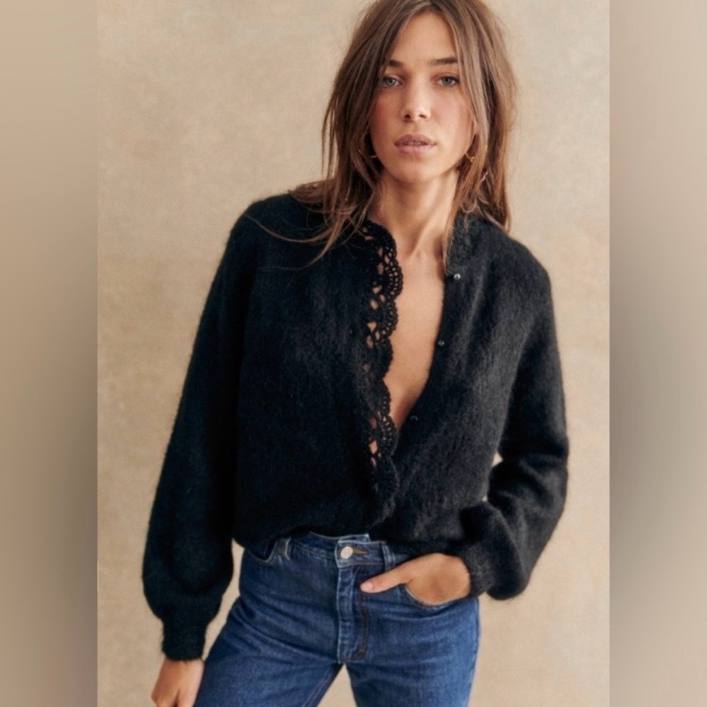 Sezane Angie Cardigan Black